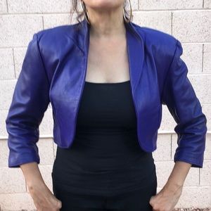 Firenze Vintage Leather Cropped 3/4 Sleeve Jacket